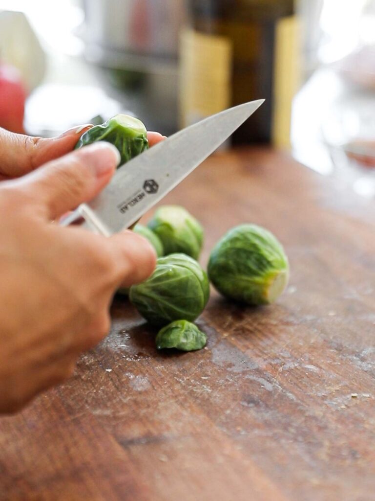 trimming brussels sprouts